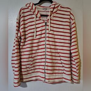 GAP Coral and White Striped Sweater